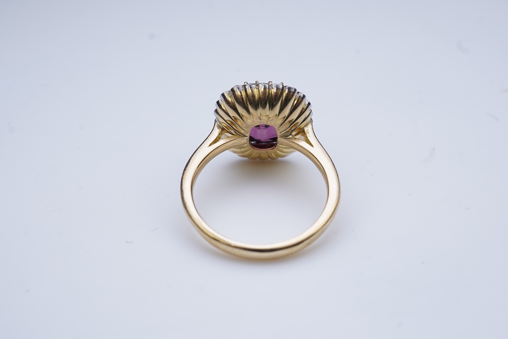 An attractive spinel and diamond ring